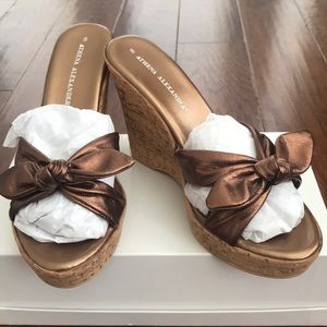 Athena Alexander Bronze Wedge Sandal.